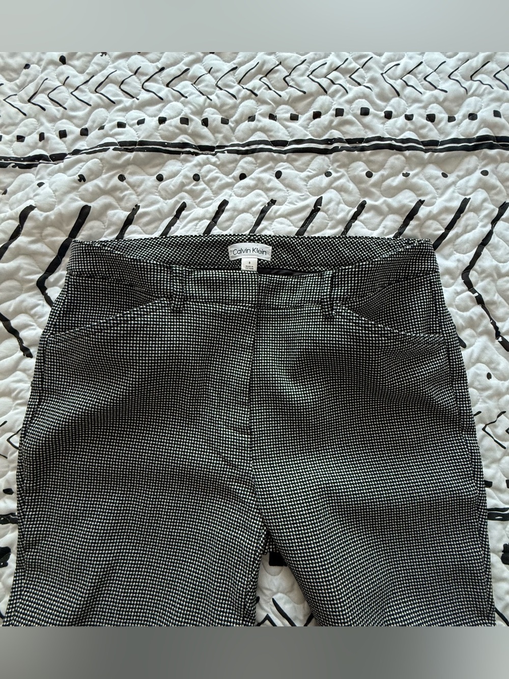 Calvin Klein Black and White Micro-Check Trousers
